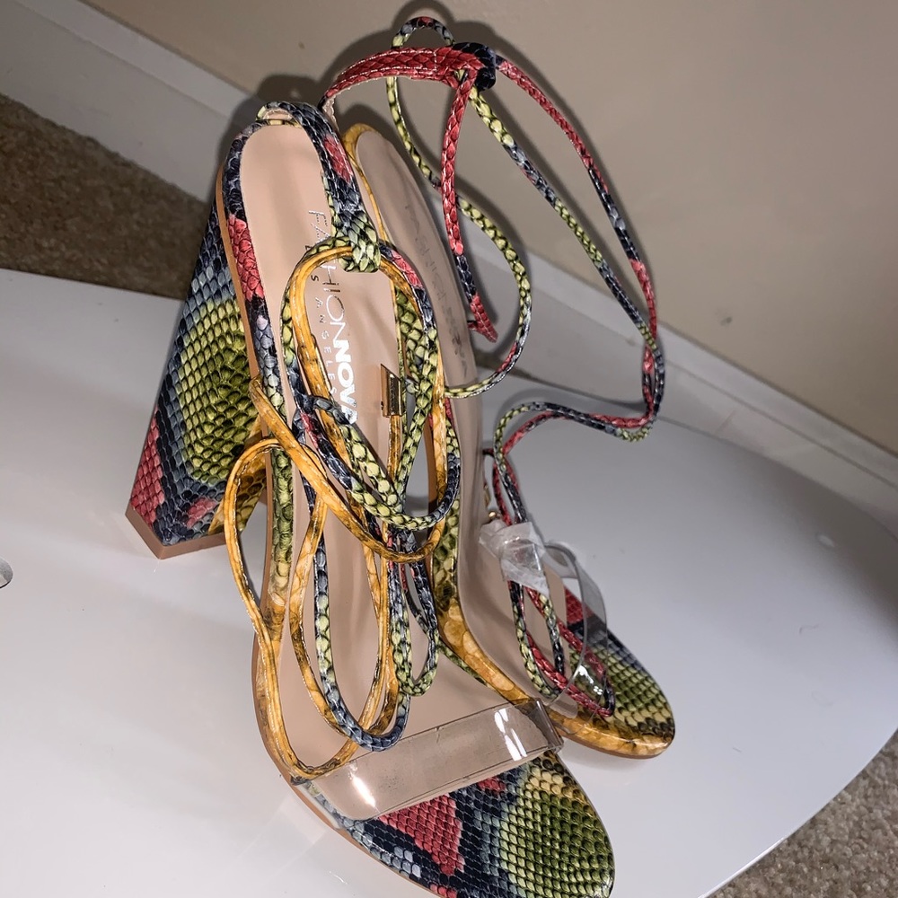 Heeled laced sandals